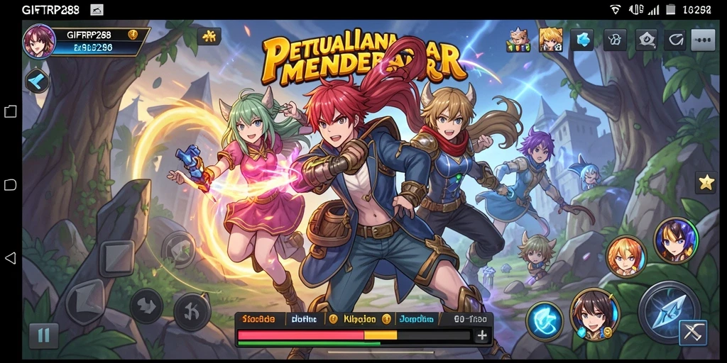 Tampilan gameplay dinamis dari GIFTRP288 dengan karakter Anime yang beraksi.