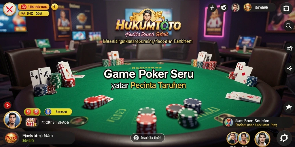 Tampilan gameplay Poker HUKUMTOTO dengan pemain yang terlibat.