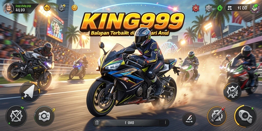 Gameplay seru dari KING999 dengan balapan motor yang mendebarkan.