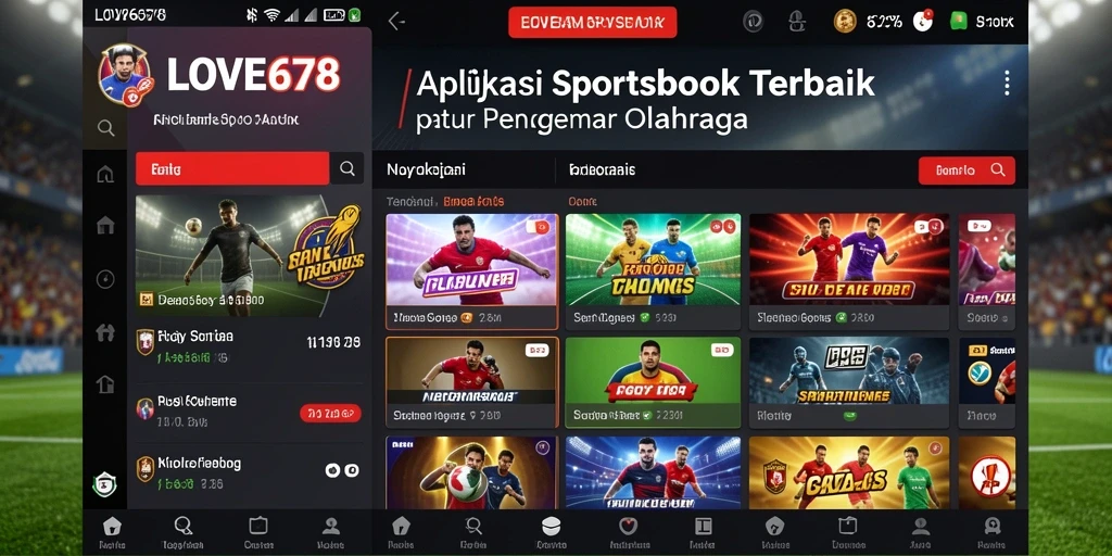 Tampilan screenshot gameplay LOVE678 dengan berbagai opsi taruhan olahraga.