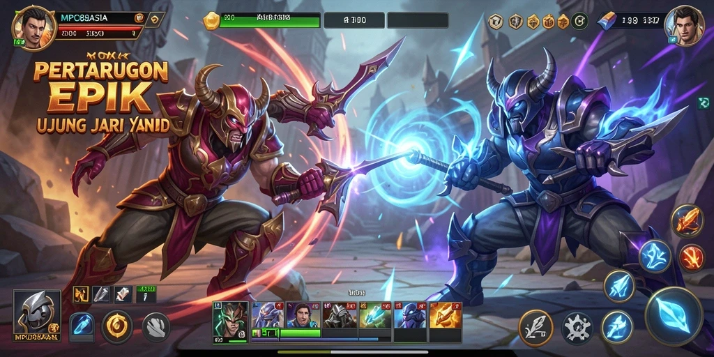 Tampilan gameplay mendebarkan dalam pertarungan Fighting.