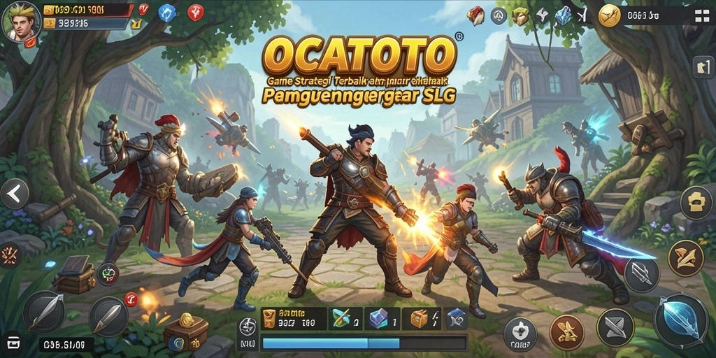 Tangkapan layar OCATOTO menampilkan aksi strategi yang mendebarkan dan pembangunan kerajaan.