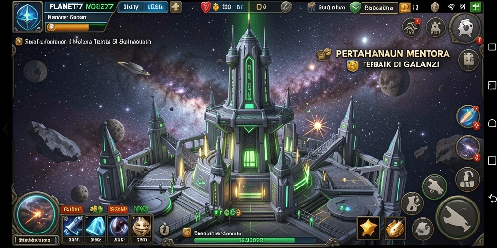 Tampilan gameplay menara pertahanan seru dan mendebarkan.