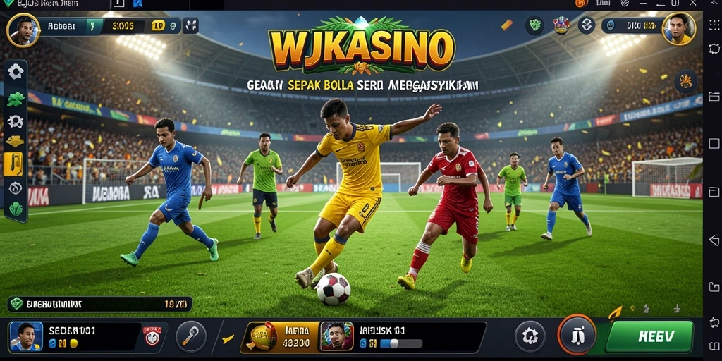 Tampilan gameplay menegangkan dan seru dari <strong>WJKASINO</strong> saat pertandingan sepak bola.